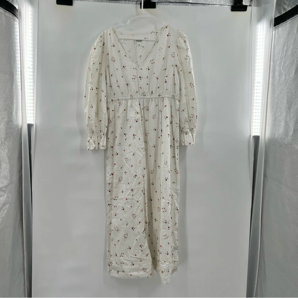 Thefashionguitar the drop long sleeve maxi dress white floral size M